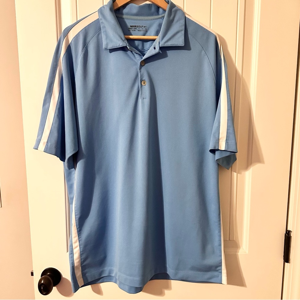 Nike Fit Dri Golf polo shirt light blue & white men’s size XL EUC